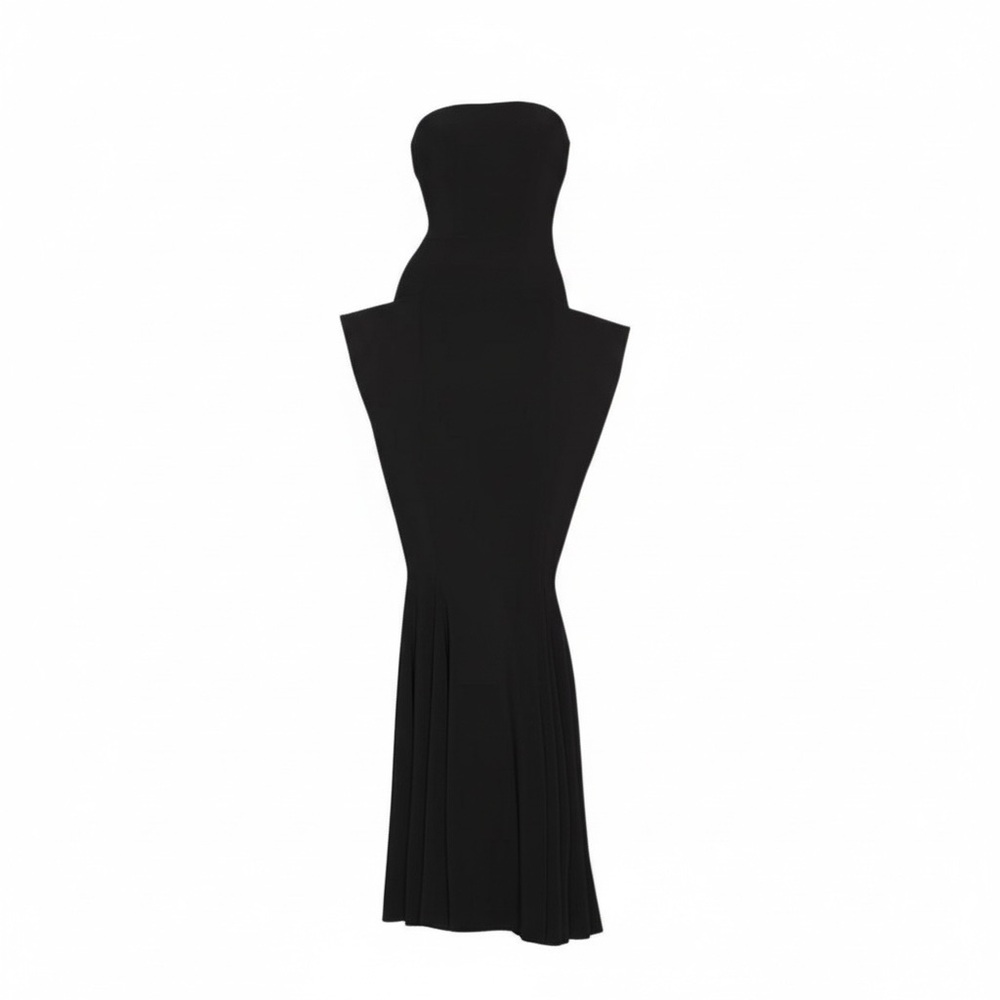 NWT Norma Kamali Strapless Wing Fishtail Gown in Black Size Small - Picture 4 of 12